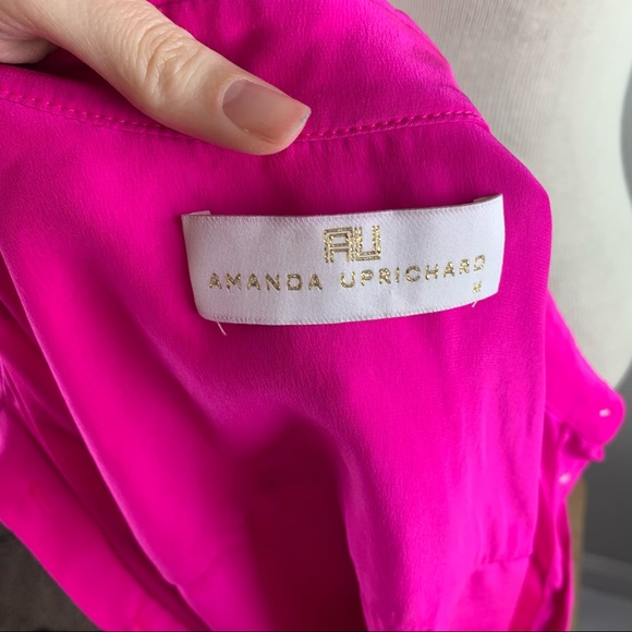 Amanda Uprichard Logan Silk Shirt Open Back, Pink - Picture 9 of 10